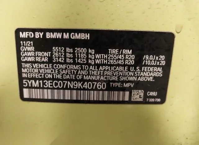 5YM13EC07N9K40760 2022 2022 BMW X3- X3 M 9