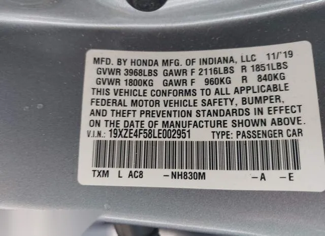 19XZE4F58LE002951 2020 2020 Honda Insight- EX 9