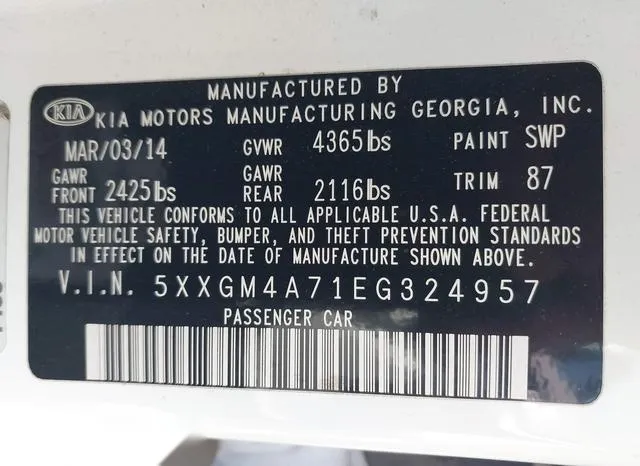 5XXGM4A71EG324957 2014 2014 KIA Optima- LX 9