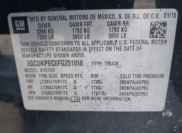 3GCUKPEC6FG251018 2015 2015 Chevrolet Silverado 1500- WT 9