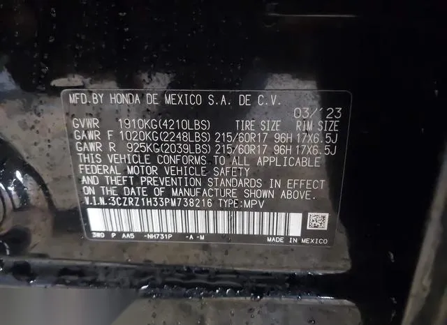 3CZRZ1H33PM738216 2023 2023 Honda HR-V- 2Wd Lx 9