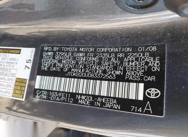 JTDKB20U083372563 2008 2008 Toyota Prius 9