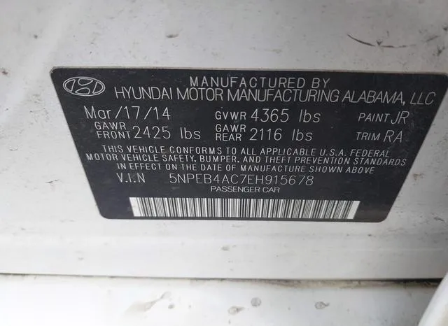 5NPEB4AC7EH915678 2014 2014 Hyundai Sonata- Gls 9