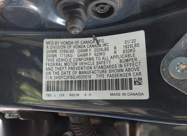 2HGFC2F60LH535016 2020 2020 Honda Civic- LX 9