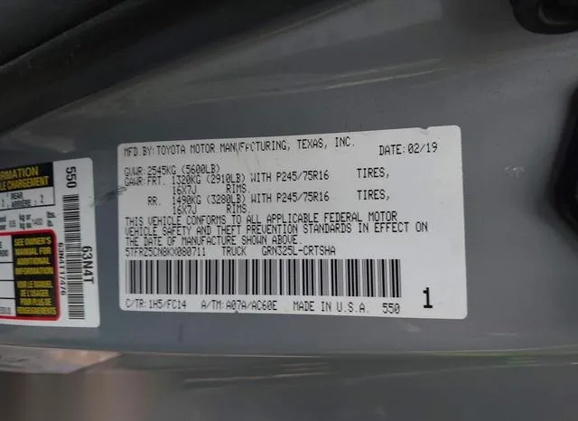 5TFRZ5CN8KX080711 2019 2019 Toyota Tacoma- Sr5 V6 9