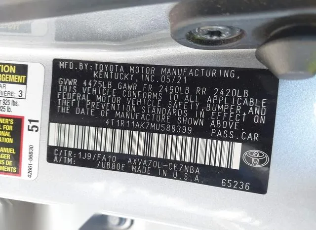 4T1R11AK7MU588399 2021 2021 Toyota Camry- LE 9