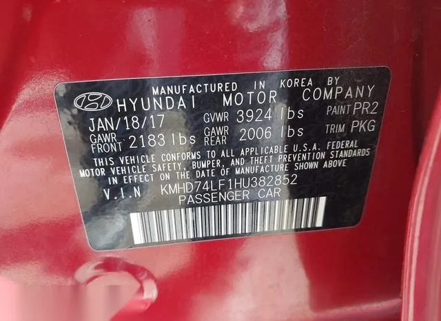 KMHD74LF1HU382852 2017 2017 Hyundai Elantra- SE 9