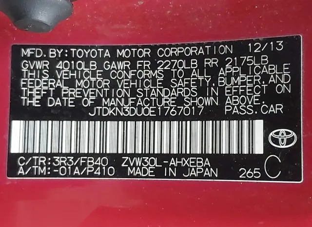 JTDKN3DU0E1767017 2014 2014 Toyota Prius- Two 9