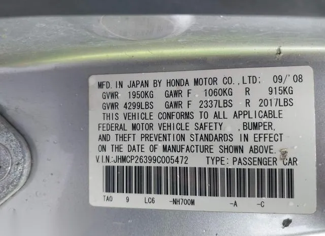 JHMCP26399C005472 2009 2009 Honda Accord- 2-4 LX 9