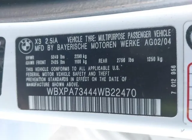 WBXPA73444WB22470 2004 2004 BMW X3- 2-5I 9