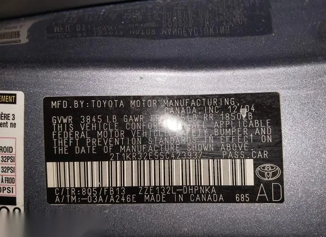 2T1KR32E55C423937 2005 2005 Toyota Matrix- XR 9