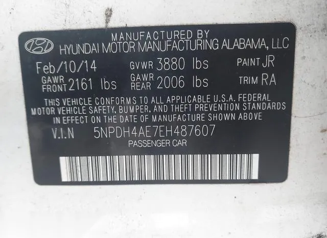 5NPDH4AE7EH487607 2014 2014 Hyundai Elantra- SE 9