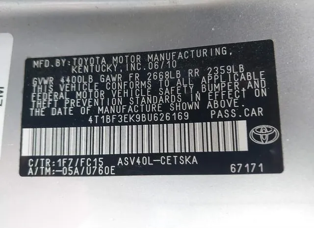 4T1BF3EK9BU626169 2011 2011 Toyota Camry- SE 9