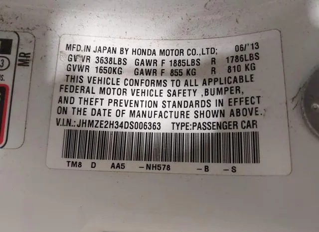 JHMZE2H34DS006363 2013 2013 Honda Insight 9