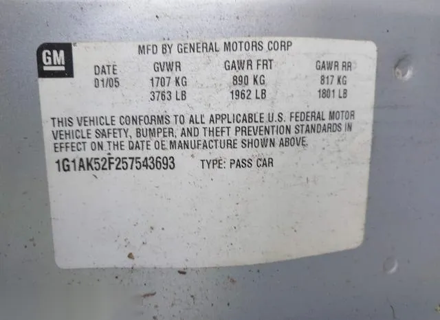 1G1AK52F257543693 2005 2005 Chevrolet Cobalt 9