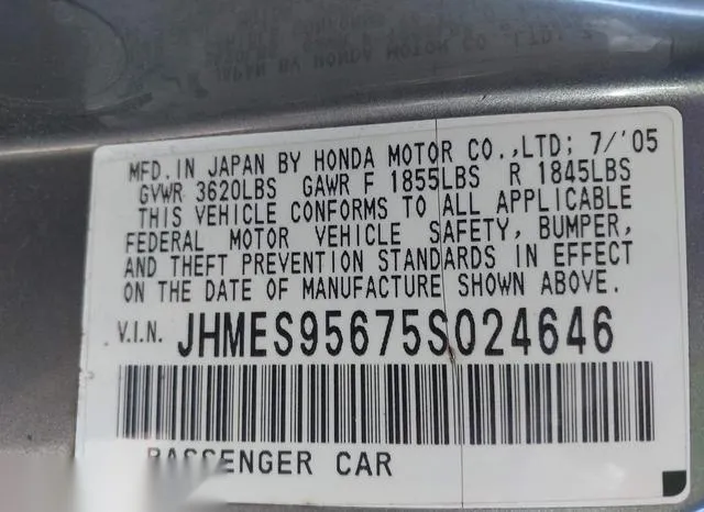 JHMES95675S024646 2005 2005 Honda Civic- Hybrid 9