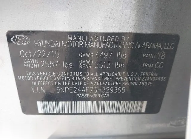 5NPE24AF7GH329365 2016 2016 Hyundai Sonata- SE 9