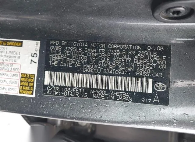 JTDKB20U183410947 2008 2008 Toyota Prius 9