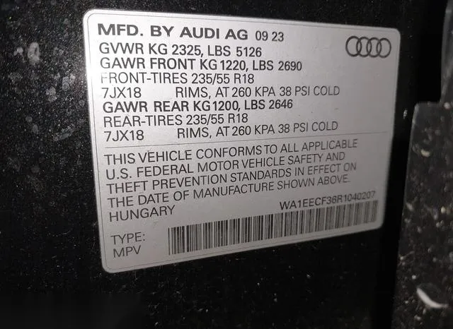 WA1EECF36R1040207 2024 2024 Audi Q3- Premium Plus 45 Tfsi S 9