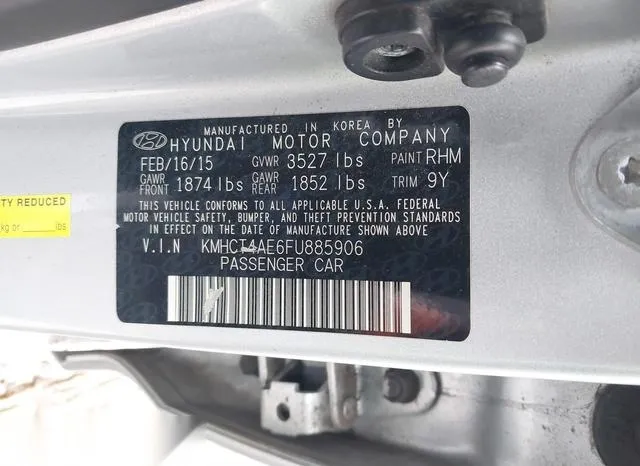 KMHCT4AE6FU885906 2015 2015 Hyundai Accent- Gls 9