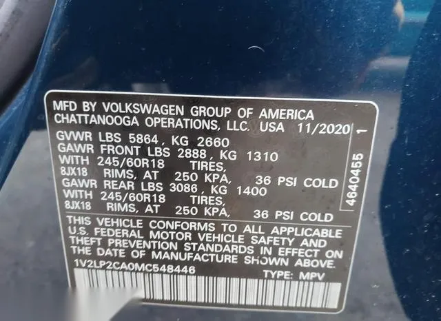 1V2LP2CA0MC548446 2021 2021 Volkswagen Atlas- 2-0T Se 9