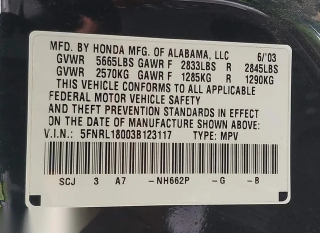 5FNRL18003B123117 2003 2003 Honda Odyssey- Ex-L 9