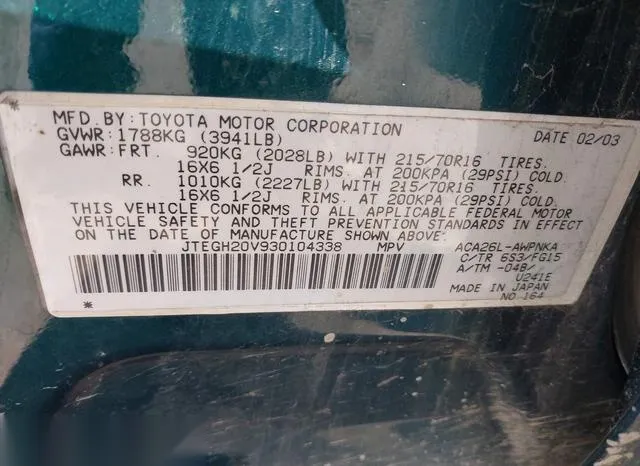 JTEGH20V930104338 2003 2003 Toyota RAV4 9