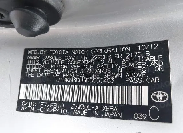 JTDKN3DU6D5550403 2013 2013 Toyota Prius- Two 9