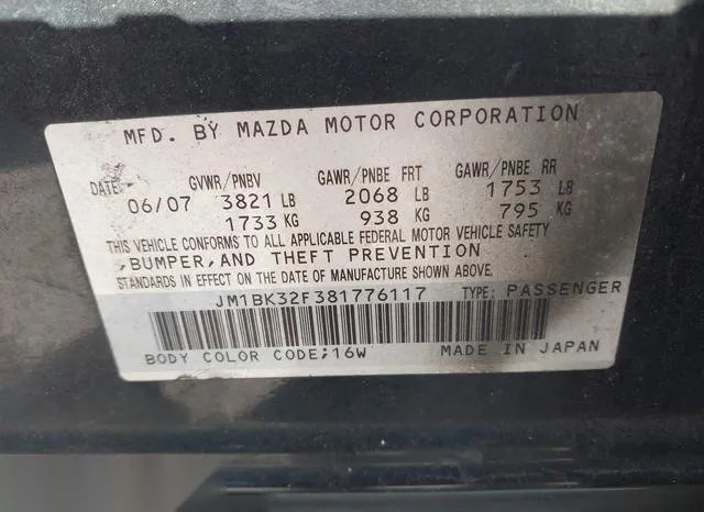 JM1BK32F381776117 2008 2008 Mazda 3- I 9