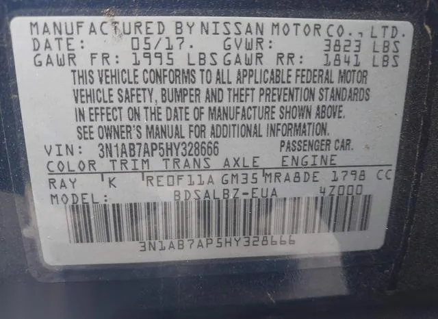 3N1AB7AP5HY328666 2017 2017 Nissan Sentra- S 9