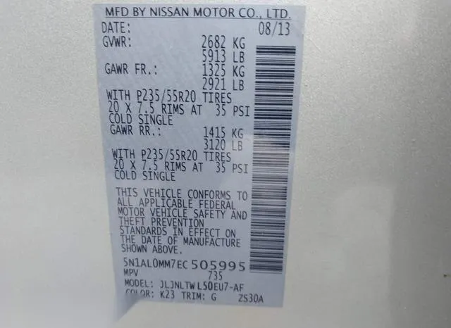 5N1AL0MM7EC505995 2014 2014 Infiniti QX60 9