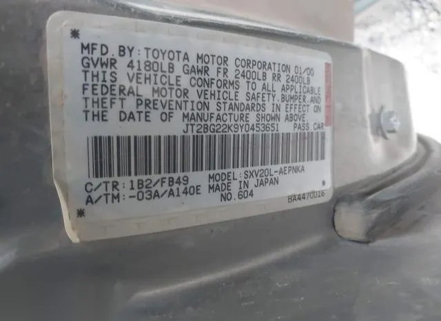 JT2BG22K9Y0453651 2000 2000 Toyota Camry- LE 9