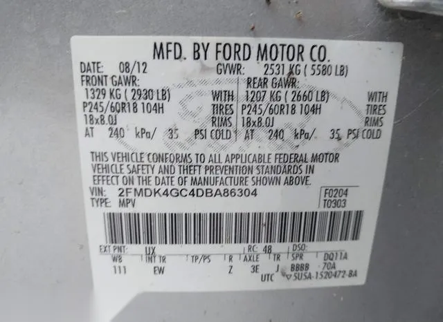 2FMDK4GC4DBA86304 2013 2013 Ford Edge- SE 9