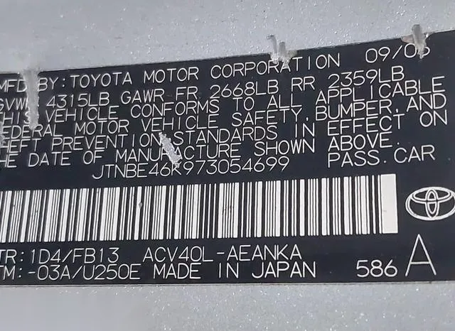 JTNBE46K973054699 2007 2007 Toyota Camry- LE 9