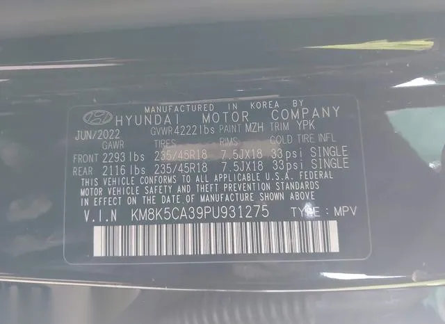 KM8K5CA39PU931275 2023 2023 Hyundai Kona- Limited 9