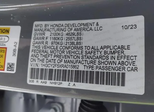 1HGCY2F5XRA015862 2024 2024 Honda Accord- Hybrid Sport 9