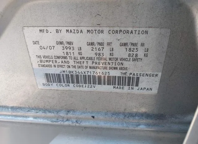 JM1BK344X71761625 2007 2007 Mazda 3- S Grand Touring 9