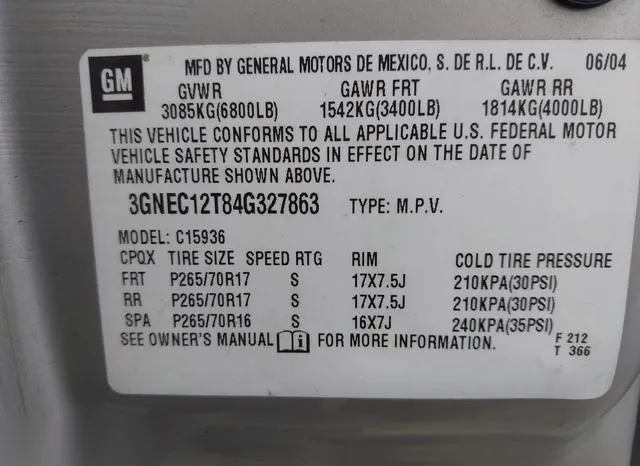 3GNEC12T84G327863 2004 2004 Chevrolet Avalanche 1500 9