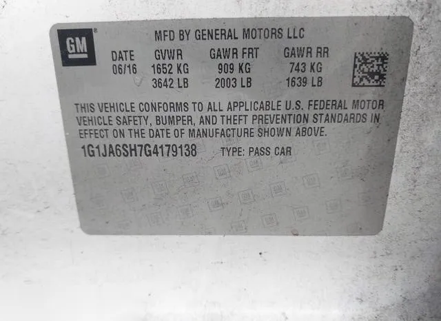 1G1JA6SH7G4179138 2016 2016 Chevrolet Sonic- Ls Auto 9