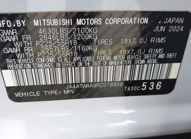 JA4ATWAA9RZ078866 2024 2024 Mitsubishi Eclipse Cross- Se/Sel 9