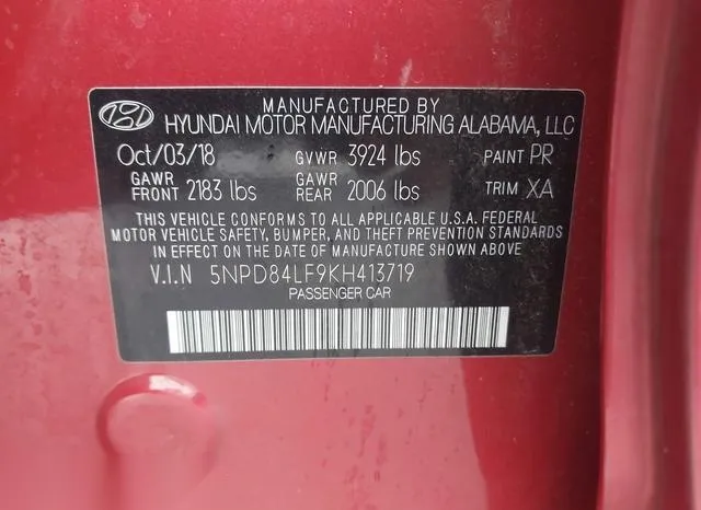 5NPD84LF9KH413719 2019 2019 Hyundai Elantra- Sel 9