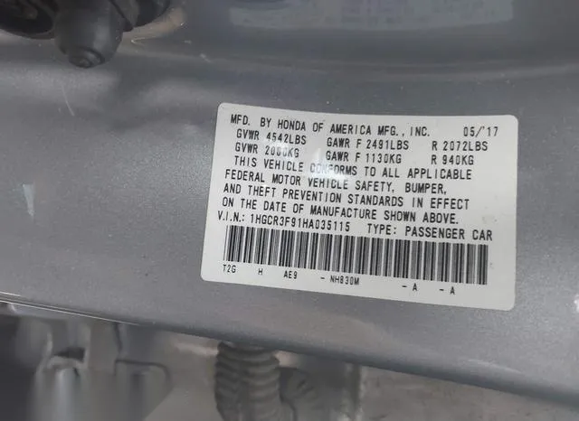 1HGCR3F91HA035115 2017 2017 Honda Accord- Touring V6 9