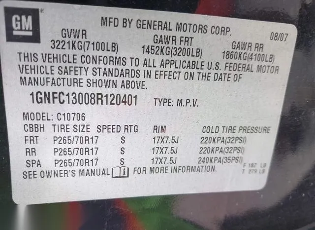 1GNFC13008R120401 2008 2008 Chevrolet Tahoe- LS 9