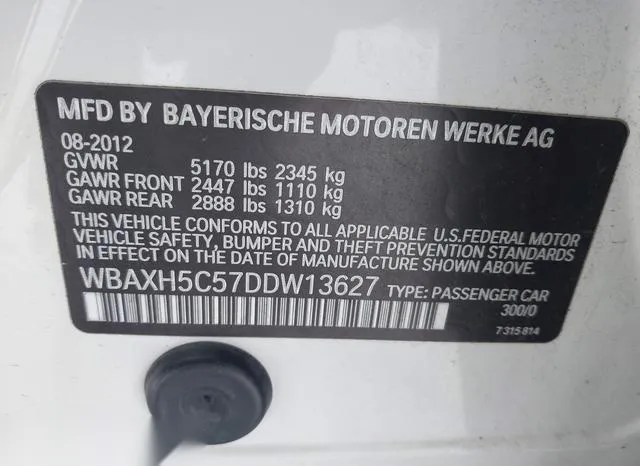 WBAXH5C57DDW13627 2013 2013 BMW 5 Series- 528I Xdrive 9