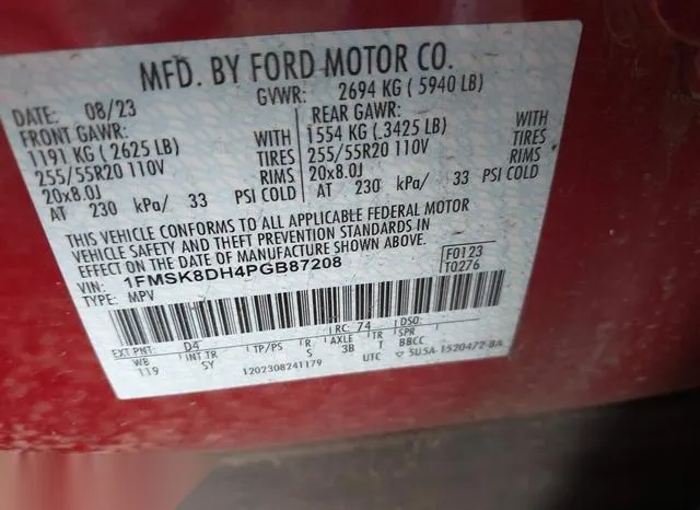 1FMSK8DH4PGB87208 2023 2023 Ford Explorer- Xlt 9