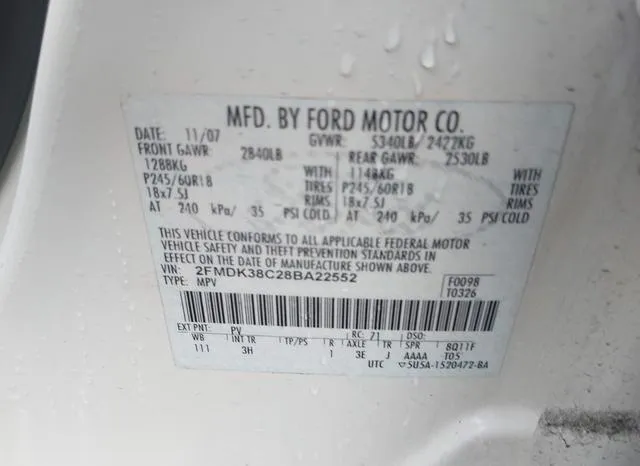 2FMDK38C28BA22552 2008 2008 Ford Edge- Sel 9