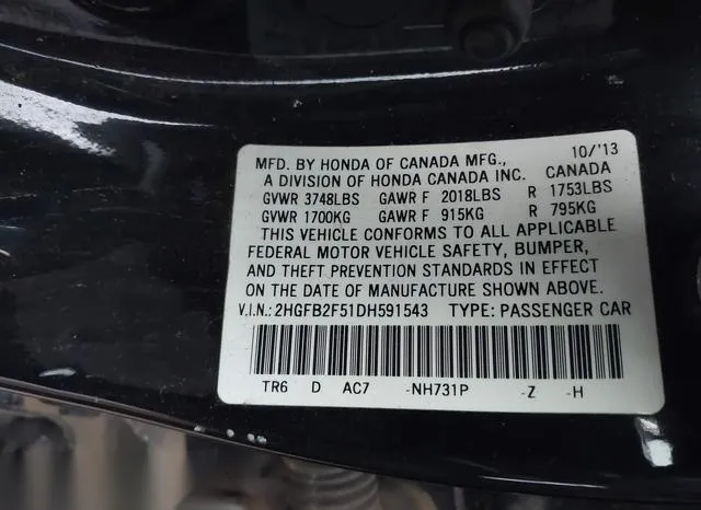 2HGFB2F51DH591543 2013 2013 Honda Civic- LX 9