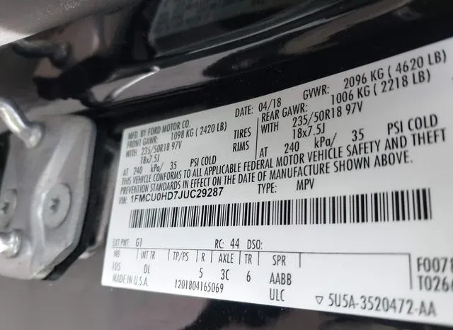 1FMCU0HD7JUC29287 2018 2018 Ford Escape- Sel 9