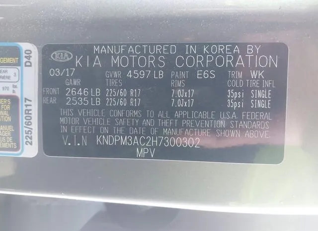 KNDPM3AC2H7300302 2017 2017 KIA Sportage- LX 9