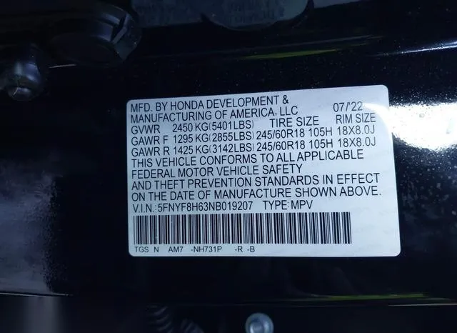 5FNYF8H63NB019207 2022 2022 Honda Passport- Awd Trailsport 9